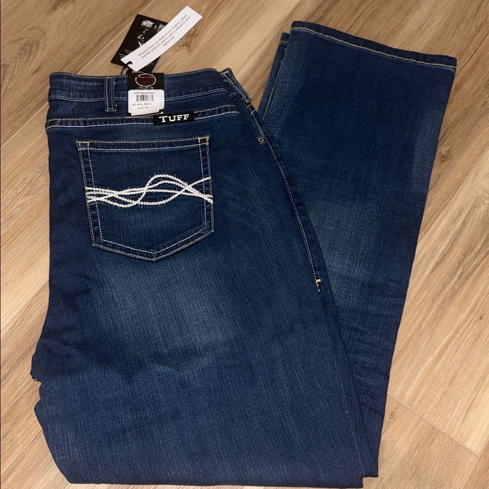 Cowgirl Tuff Dark Blue Jeans with Contrast Stitching